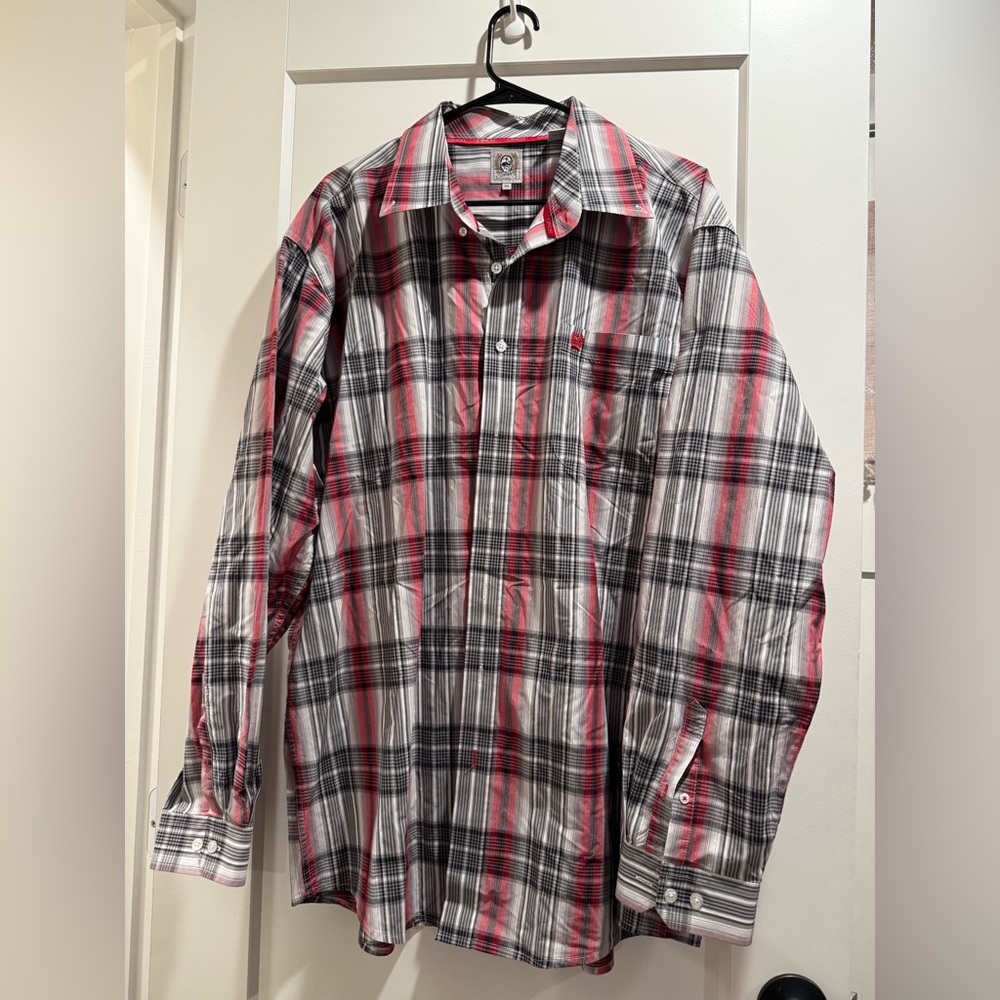 Cinch Men's White Plaid Button Long Sleeve Western Shirt Size XL